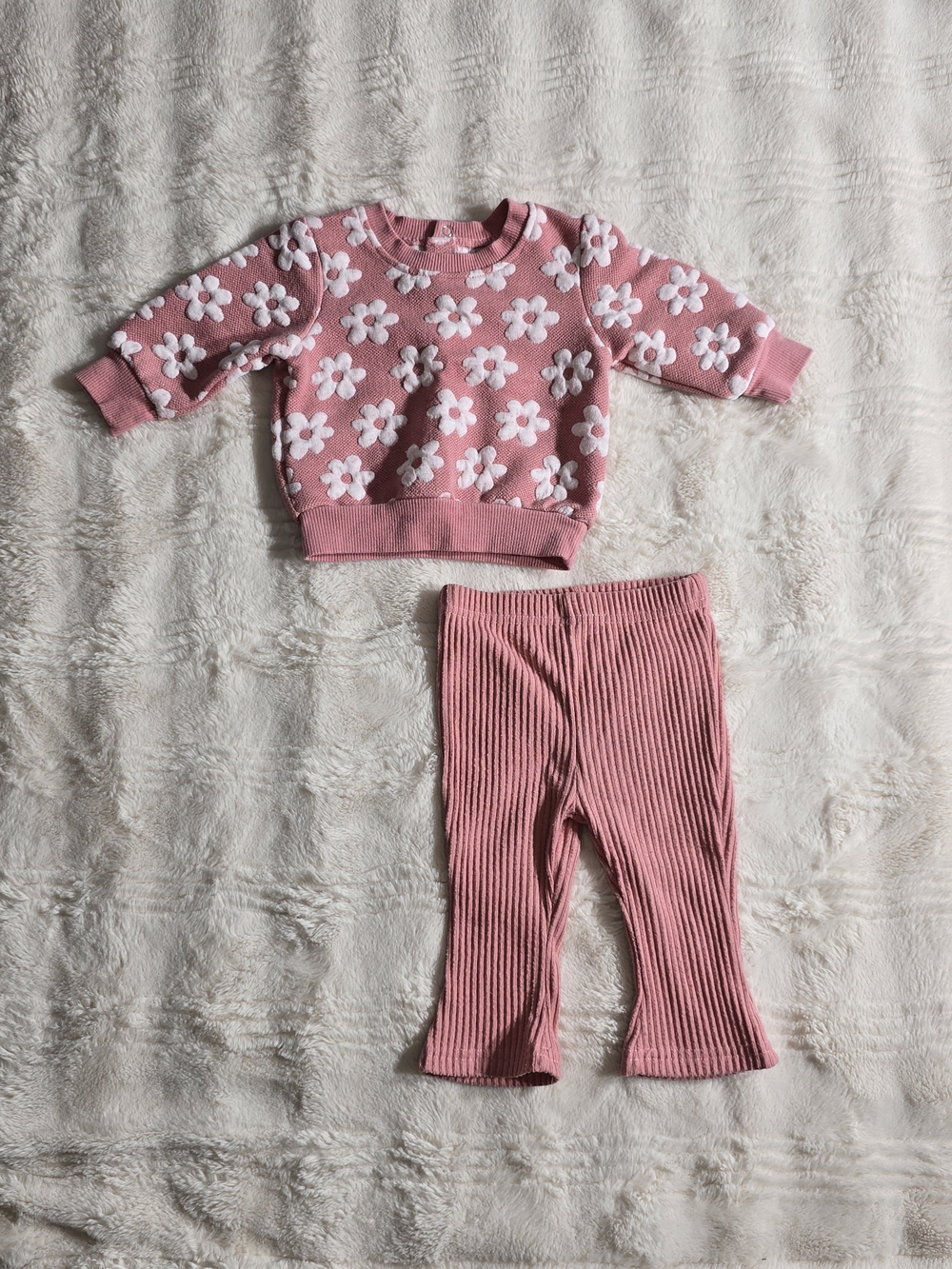 Pink Daisy Knit Kids Matching Set